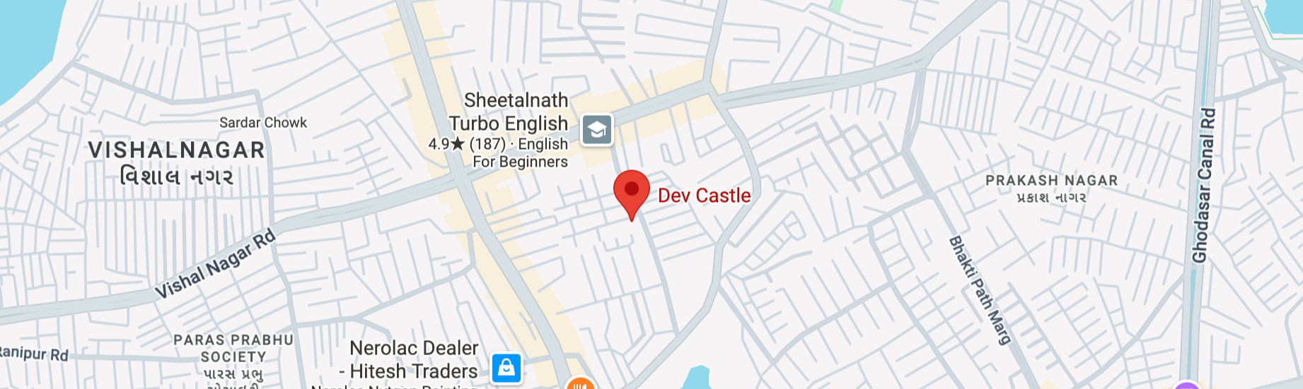 Map showing the Vertex Realty Solution office in Maninagar, Ahmedabad